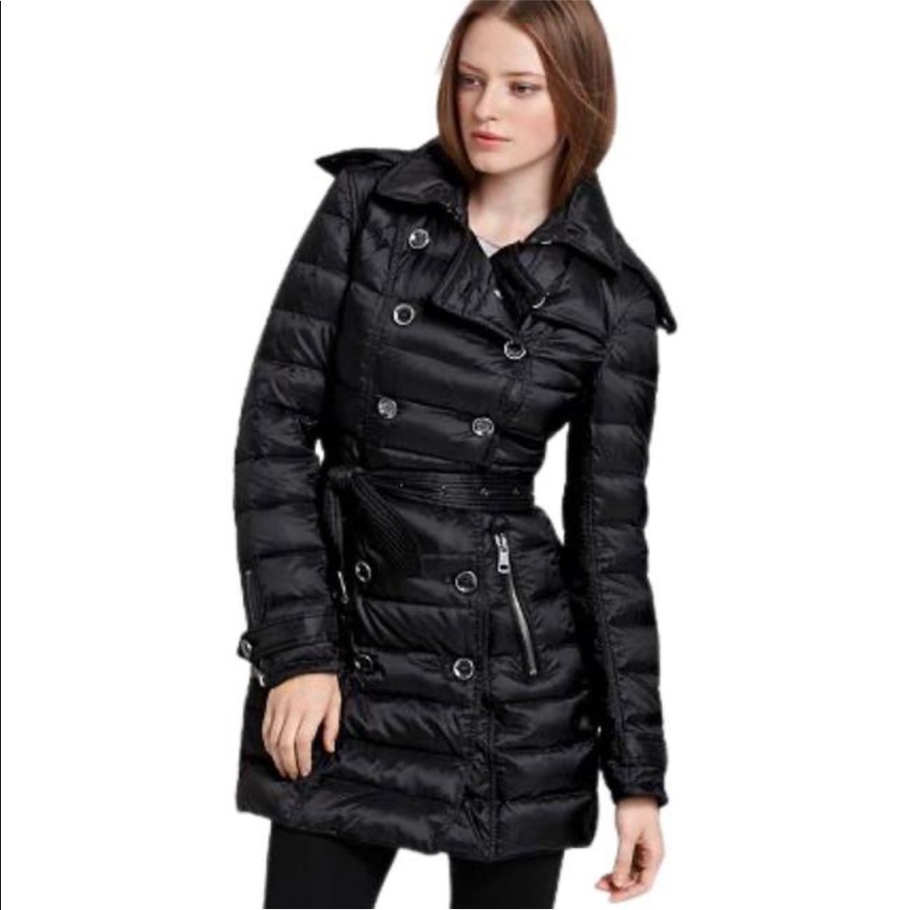 Burberry hooded double-breasted shell down coat puffer P Xs